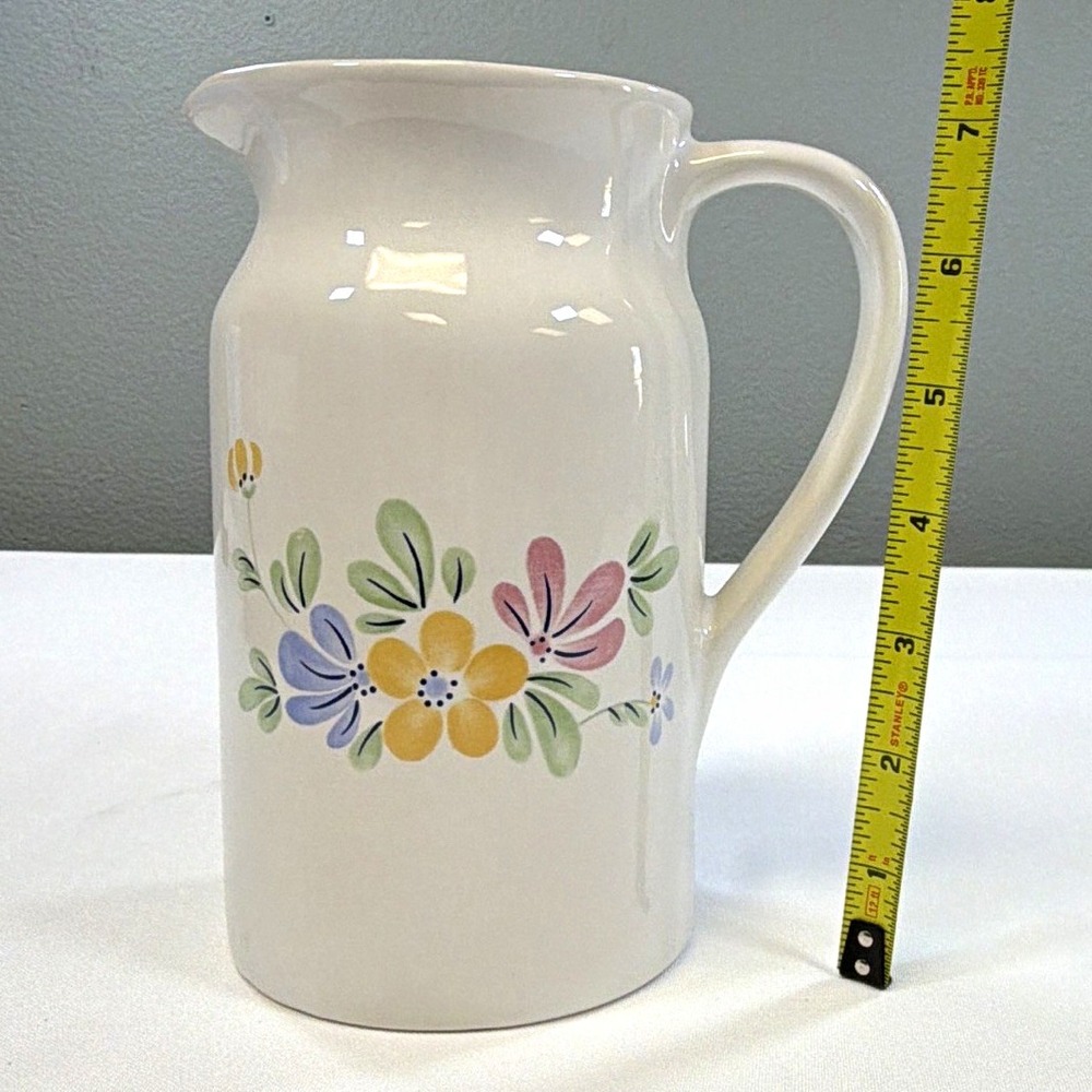 Vintage Crowning Touch Collection Ceramic Floral Pitcher 7.5" Made In Taiwan